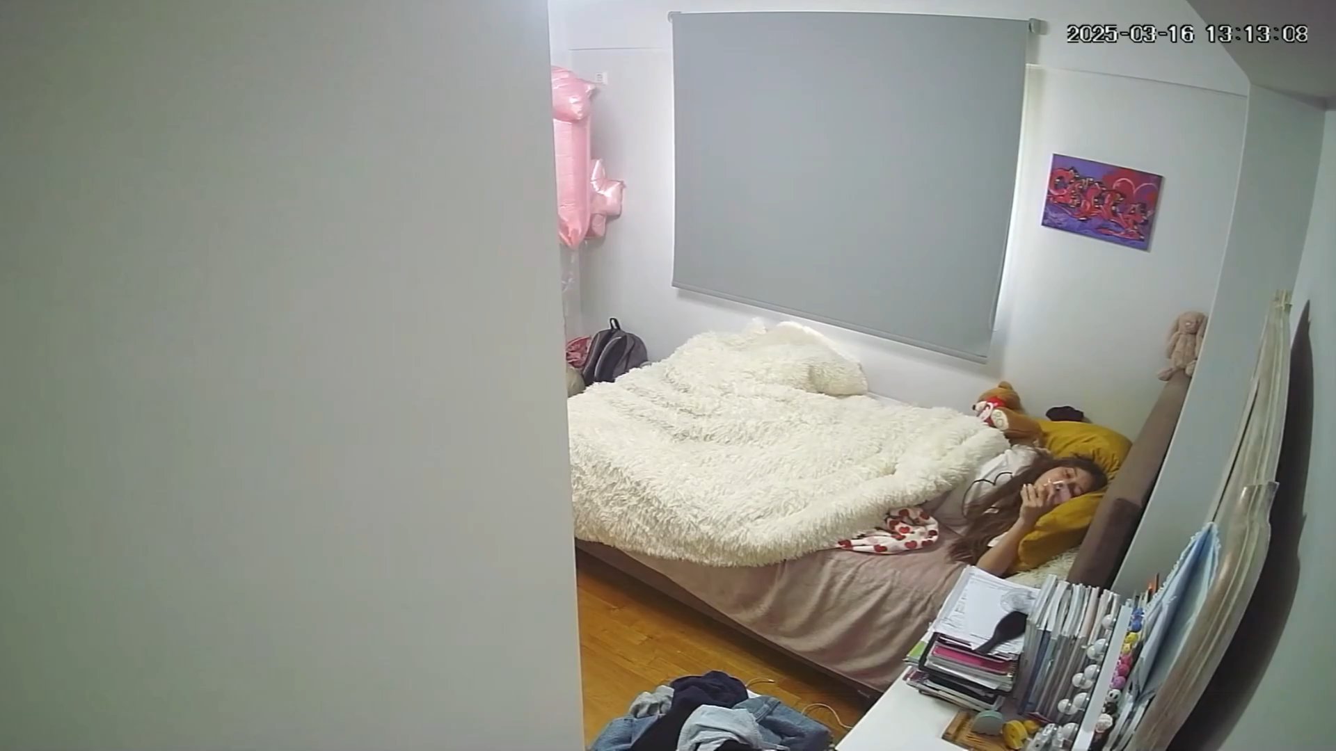 A Young Beauty With A Voluptuous, Seductive Butt Watches Porn In Bedroom - IP Camera